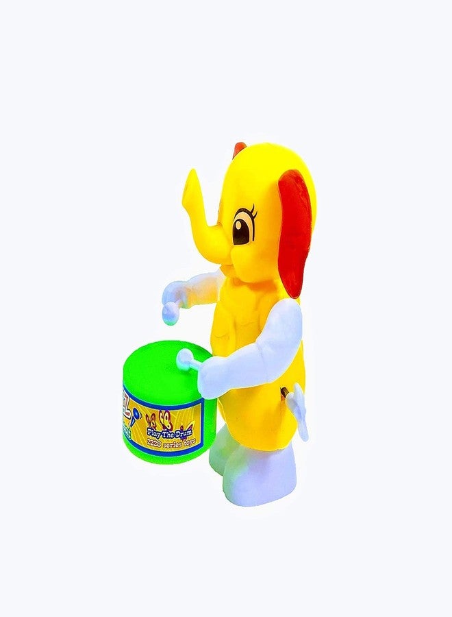 PRIMEFAIR Key-Operated Cute Drummer Girl Rattle Musical Toy with Drumming and Dancing Action Toys for Kids Birthday Return Gift (ELEPHANT-01) - Image 4